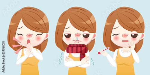 cartoon girl sick