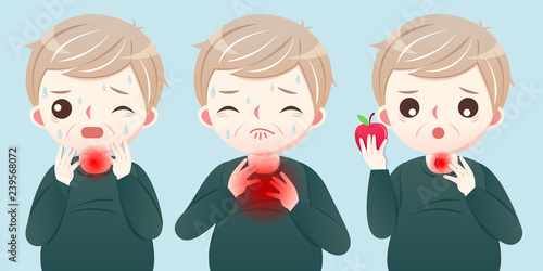 old man suffer sore throat