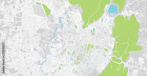 Urban vector city map of Jaipur, India