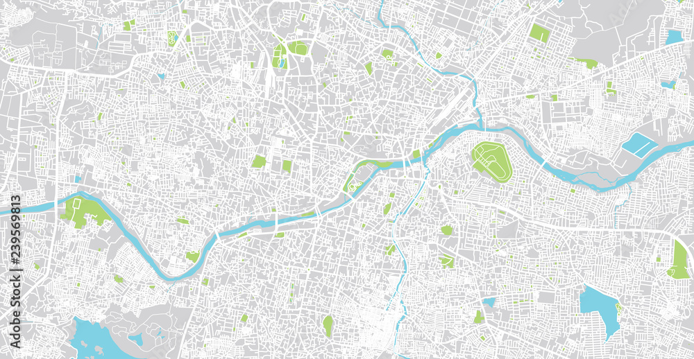 Urban vector city map of Hyderabad, India
