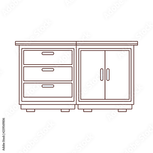 Kitchen wooden cabinet brown lines