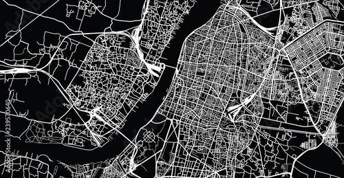 Urban vector city map of Kolkata, India