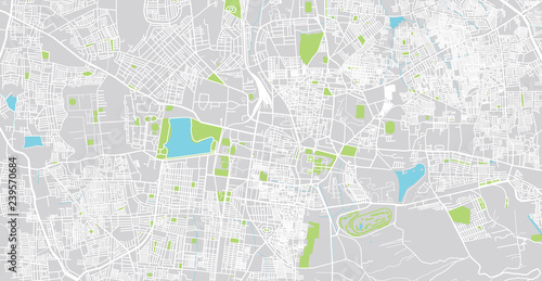 Urban vector city map of Mydore, India