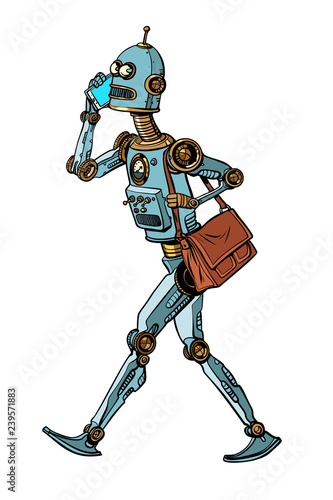 smartphone and robot, new technology. artificial intelligence sc