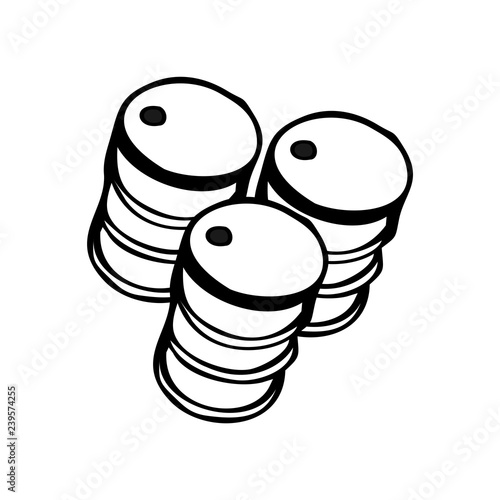 Oil drum container. Barrel with sign flat vector icon. EPS 10