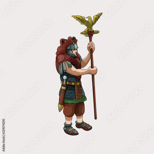 Warrior aquilifer with Roman eagle vector illustration.