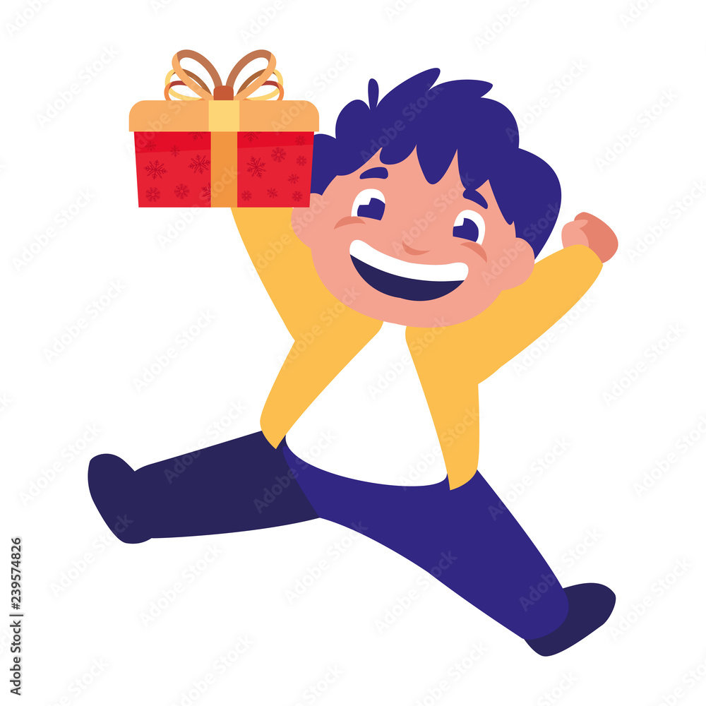 happy boy with gift box celebration happy boy with gift box celebration