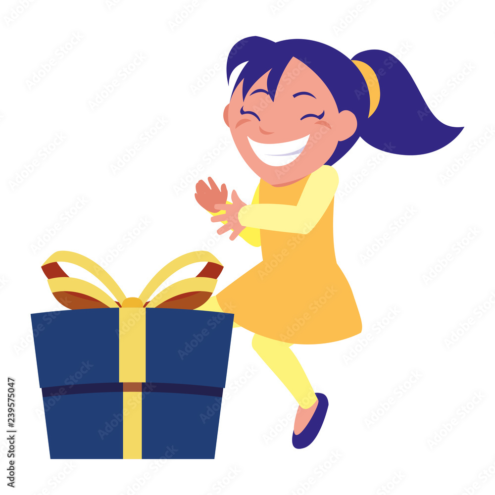 happy girl with gift box celebration