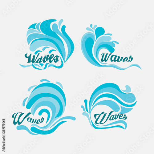 set of waves  sea Components design  silhouette waves