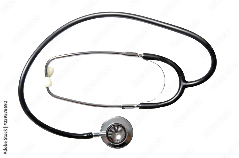 Stethoscope on white background isolation, top view Stethoscope on white background isolation, top view