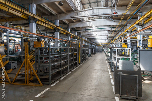 Factory workshop interior and machines