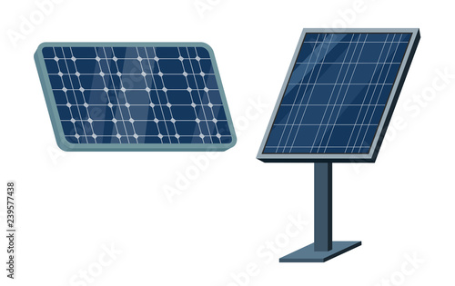 solar panels vector illustration in blue color two items