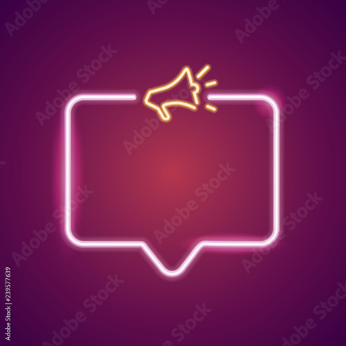 Blank neon light announcement poster template