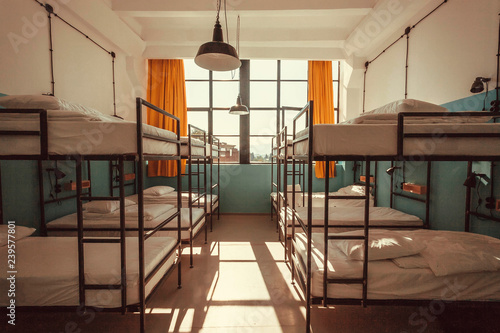 Photos Interior of a house with many bunk beds