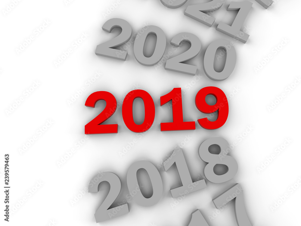 3D render - 2019 circular year array 3D render - 2019 circular year array