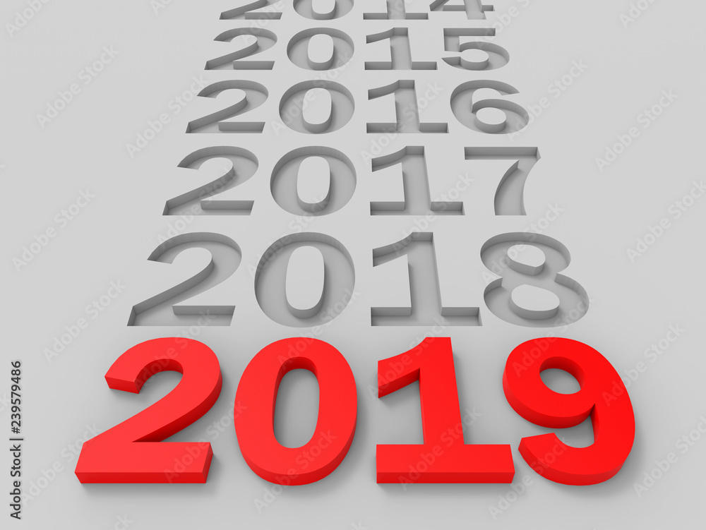 3D render - reaching 2019 critical year concept 3D render - reaching 2019 critical year concept