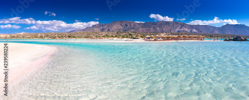 Elafonissi beach on Crete island with azure clear water, Greece, Europe
