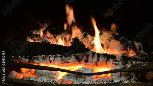 Feu de bois dans une cheminée