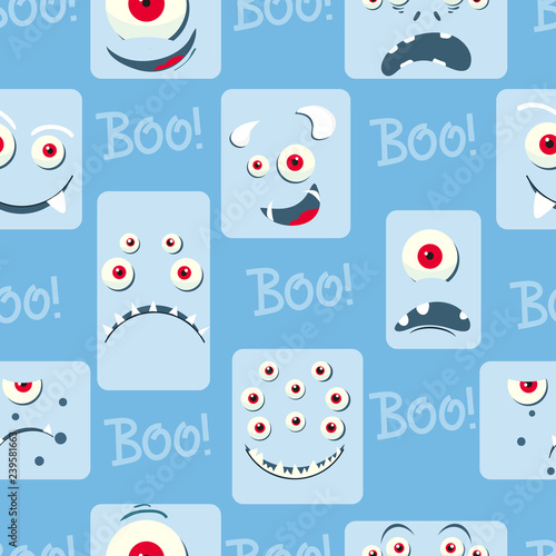 Seamless cute monsters pattern. Vector illustration.