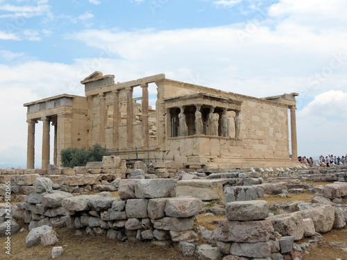 Europe, Greece,Athens,the ruins of the ancient temple is visited by  tourists, the Acropolis