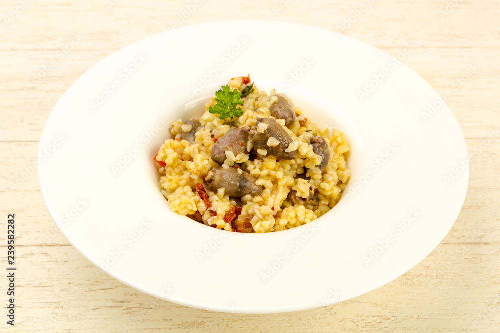 Bulgur with chicken hearts Bulgur with chicken hearts