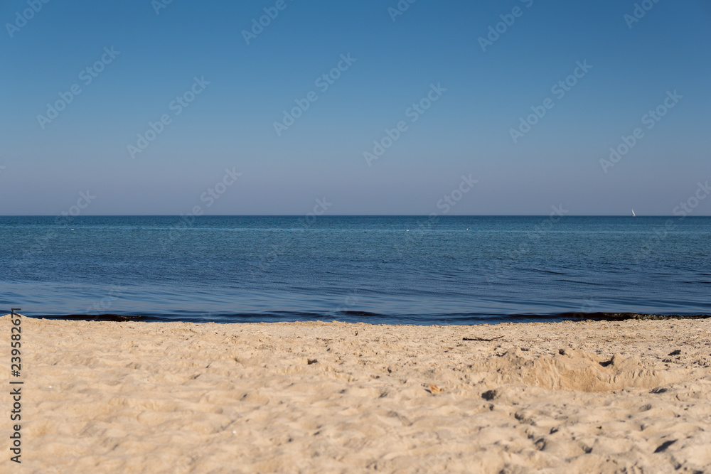 sandy beach over calm sea
