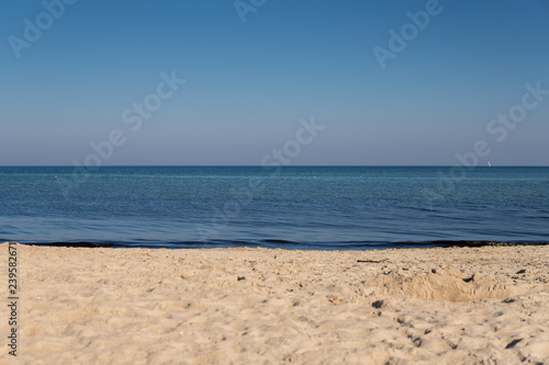 sandy beach over calm sea