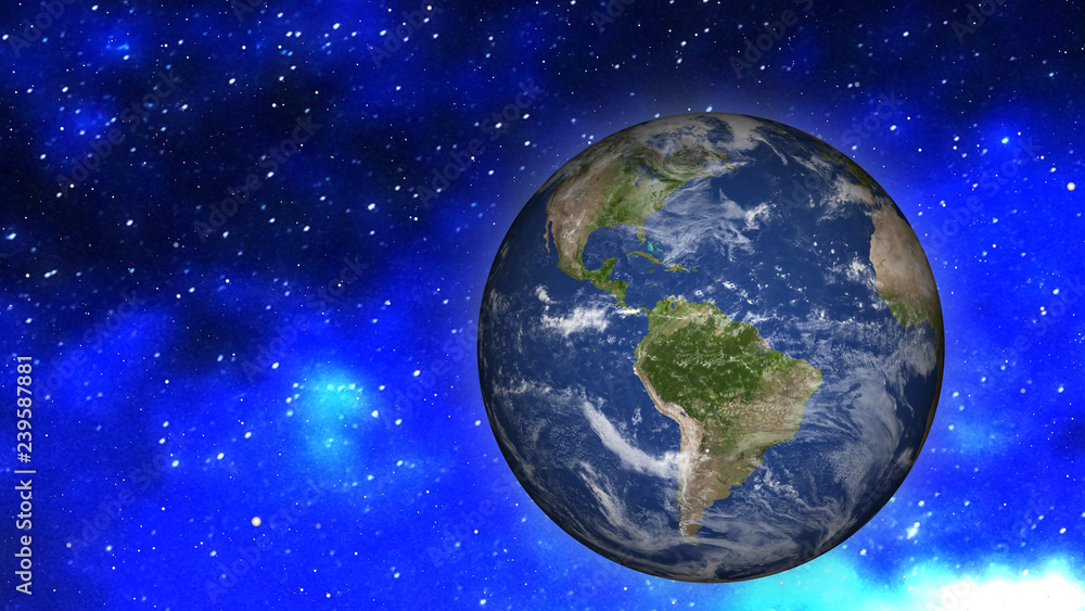 Obraz premium Space landscape. Earth from space in the background of stars and meteorites. Elements of this image furnished by NASA