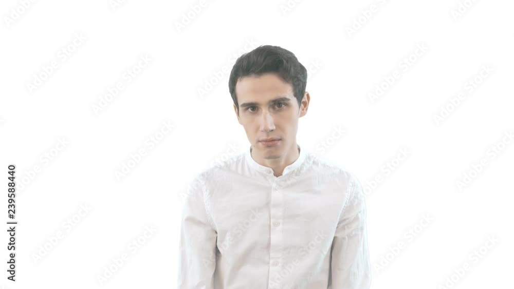 Handsome young man feeling sad, depressed, going to cry, isolated on white background. lonely adult male is disappointed Handsome young man feeling sad, depressed, going to cry, isolated on white background. lonely adult male is disappointed