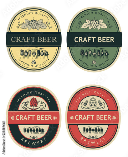 collection of beer labels in retro style