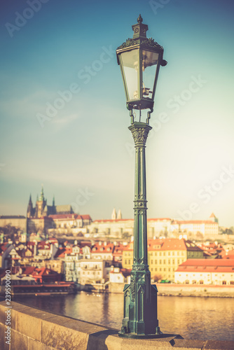 Details of Karlov most, Charles bridge, in a sunny day, Prague