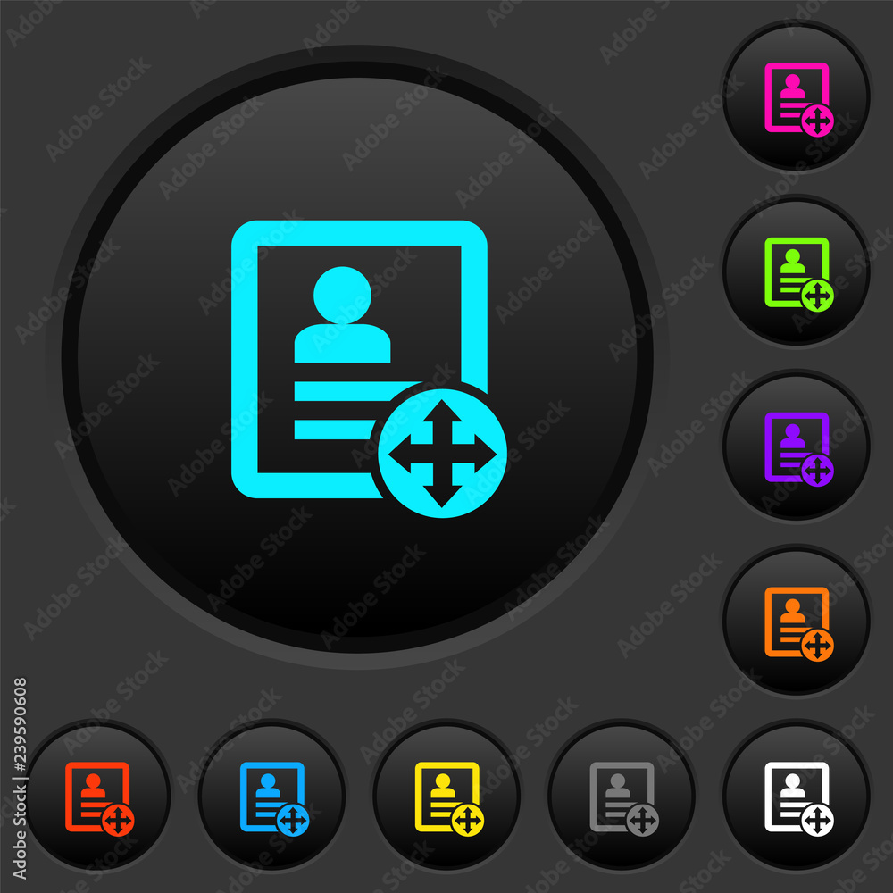 Move contact dark push buttons with color icons Move contact dark push buttons with color icons