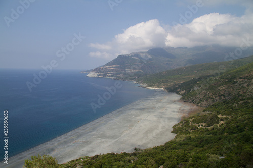 view of the sea and mountains with coastline in corsica