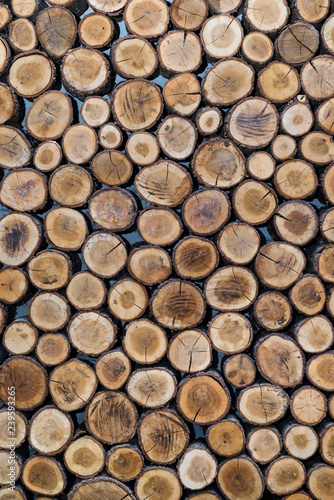 Stacked wood logs as texture  background