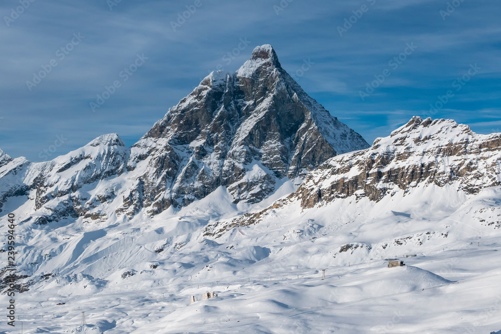 Matternhorn mountain from Cervinia's ski slopes