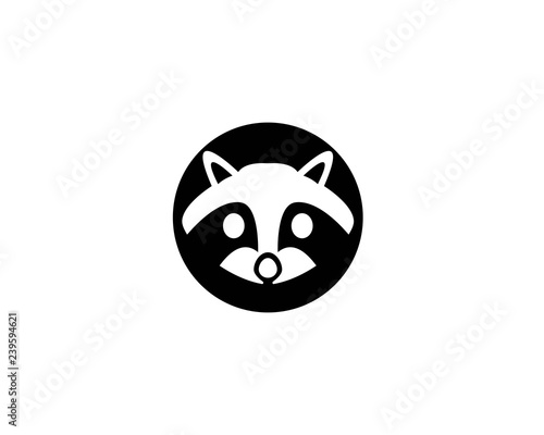 Cute Black raccoon logo vector icon illustration design 
