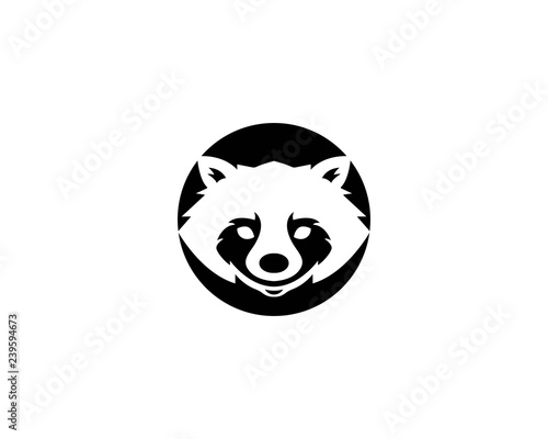 Cute Black raccoon logo vector icon illustration design 
