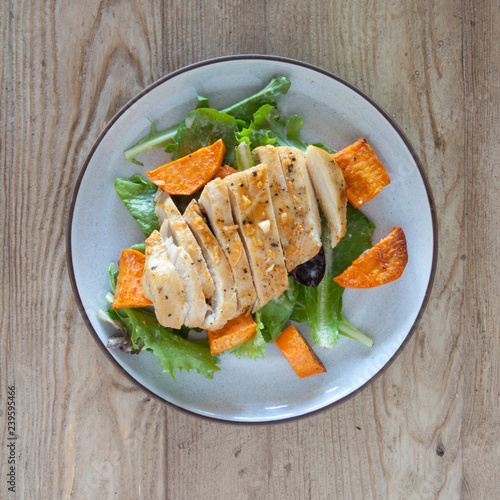 Chicken Sald with Roasted Sweet Potato