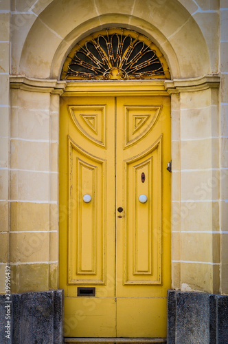 vintage yellow door close up