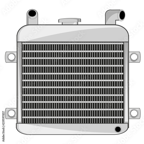 Radiator from car on white background is insulated