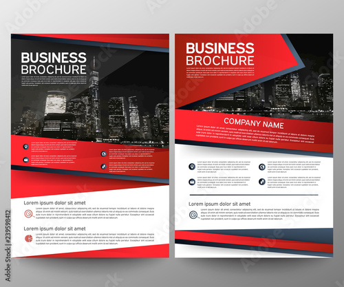 Business brochure flyer design template. Annual report. Leaflet cover presentation abstract geometric background, modern publication poster magazine, layout in A4 size. Set. Red. Vector eps10