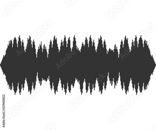 Black music sound waves on white background. Audio technology, musical pulse. Vector illustration.