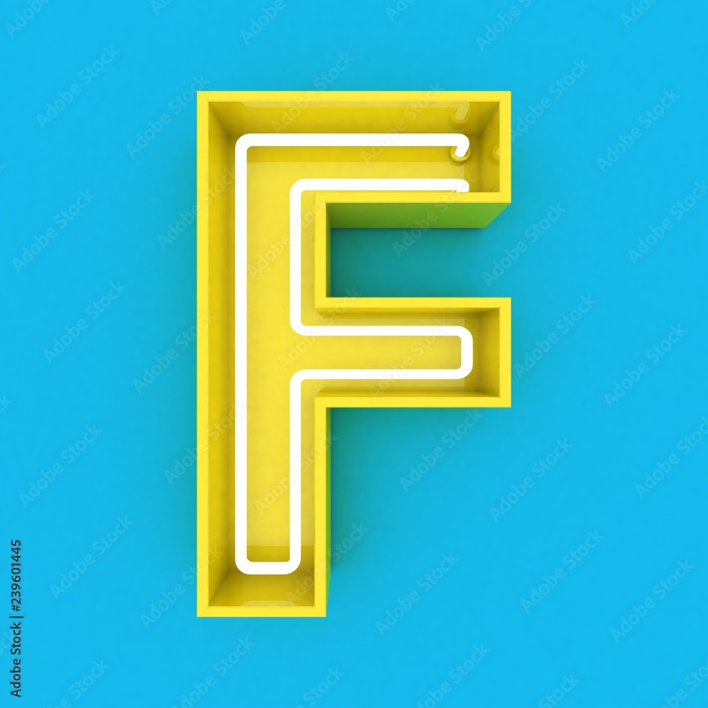 3d render yellow neon sign blue background 3d render yellow neon sign blue background