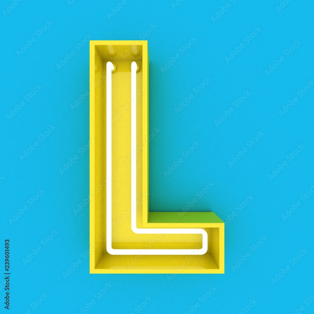 3d render yellow neon sign blue background 3d render yellow neon sign blue background