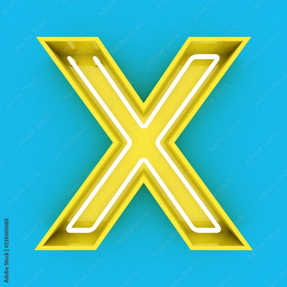 Obraz premium 3d render yellow neon sign blue background