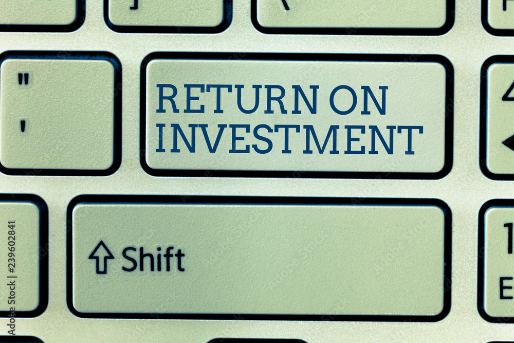 Conceptual hand writing showing Return On Investment. Business photo showcasing Ratio between the Net Profit and Cost invested. Conceptual hand writing showing Return On Investment. Business photo showcasing Ratio between the Net Profit and Cost invested.