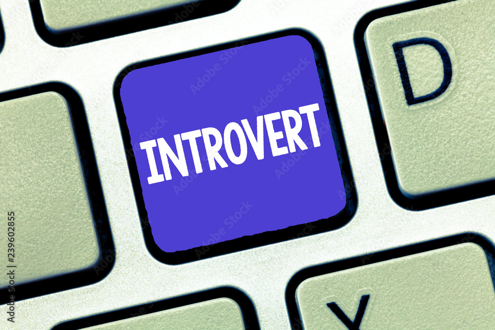 Conceptual hand writing showing Introvert. Business photo showcasing tend to be inward turning or focused more internal thoughts.