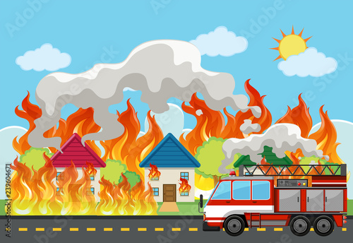 Emergency house fire background