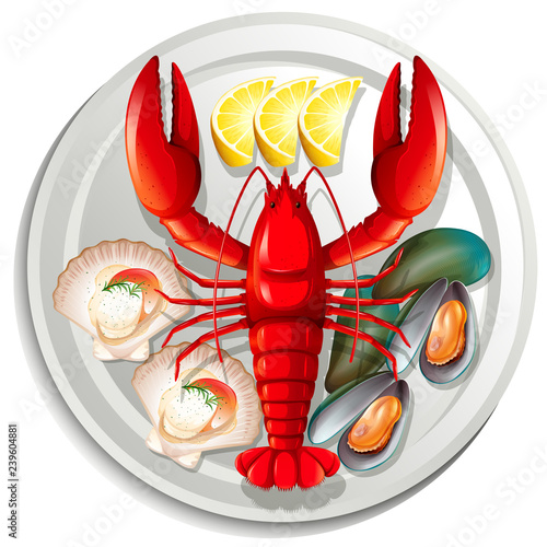 A seafood set on plate