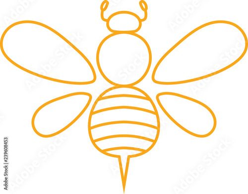Yellow Cute bee outline